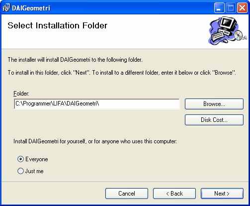dialogDAIGeometri_Select_Installation_Folder